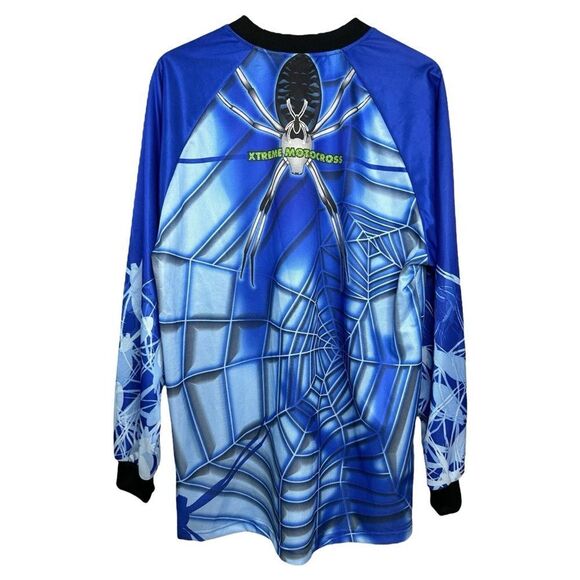 Vintage Y2K Xtreme Motorcross Jersey Mens M Blue Green Graphic Athletic Works - Picture 2 of 9